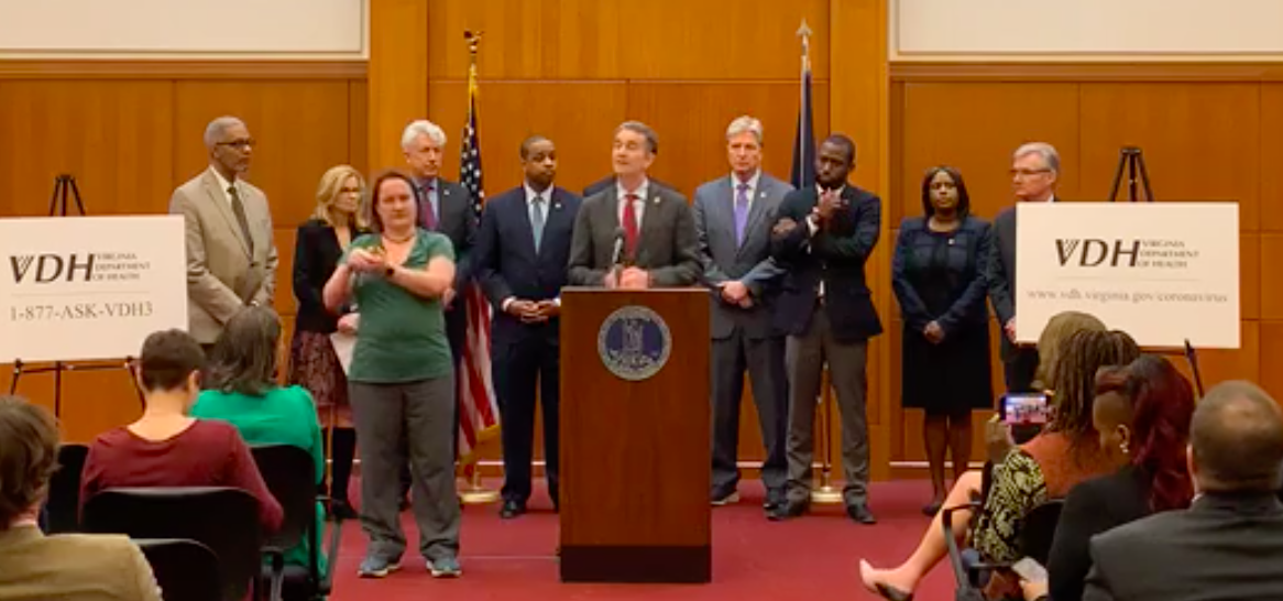 Gov. Northam at a press conference Thursday, March 12 in Richmond